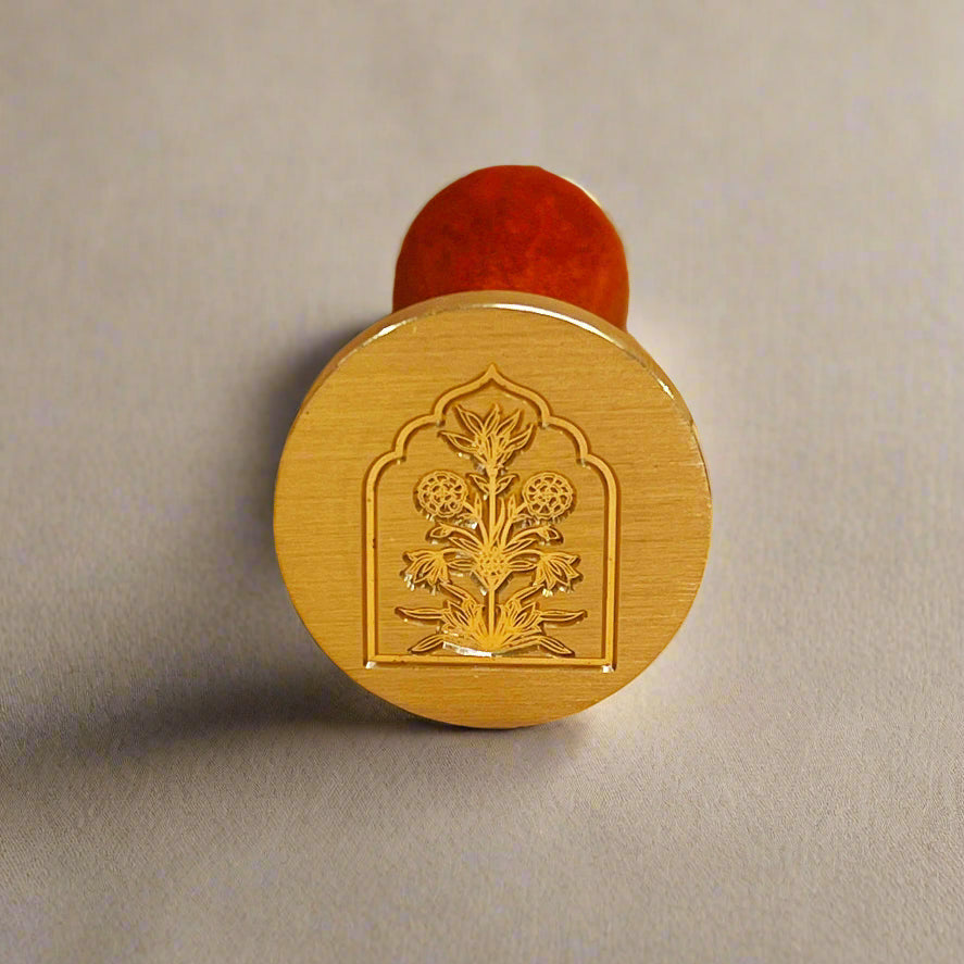 Framed Floral Wax Seal Stamp - Elegant Botanical Design in an Arch | Wax Seal | Wiccan Center