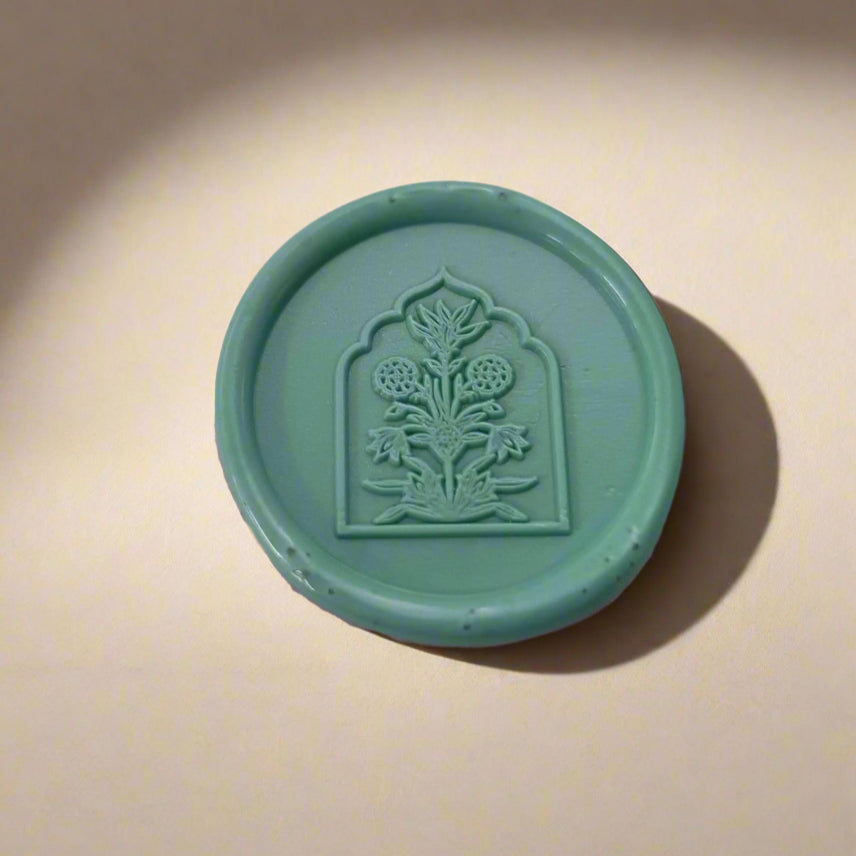 Framed Floral Wax Seal Stamp - Elegant Botanical Design in an Arch | Wax Seal | Wiccan Center