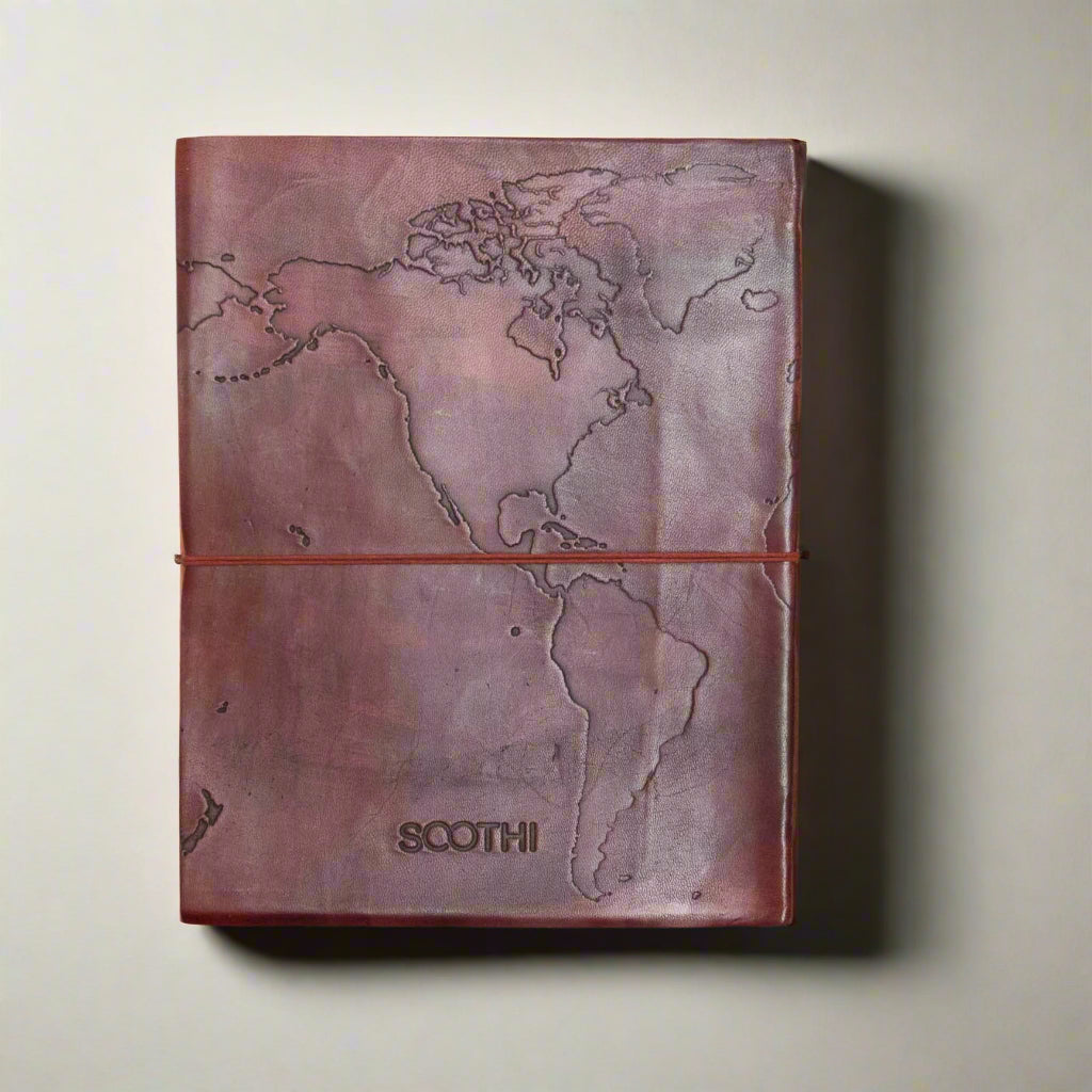 Extra Large World Map 14x11 Handmade Leather Journal | Journal | Wiccan Center
