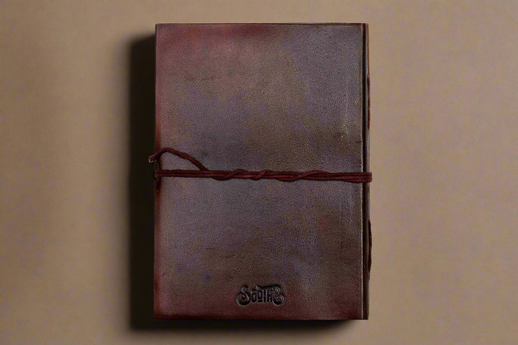 Rustic Dark Brown 5x7 Leather Journal - Unlined & Tree-Free Paper | Journal | Wiccan Center