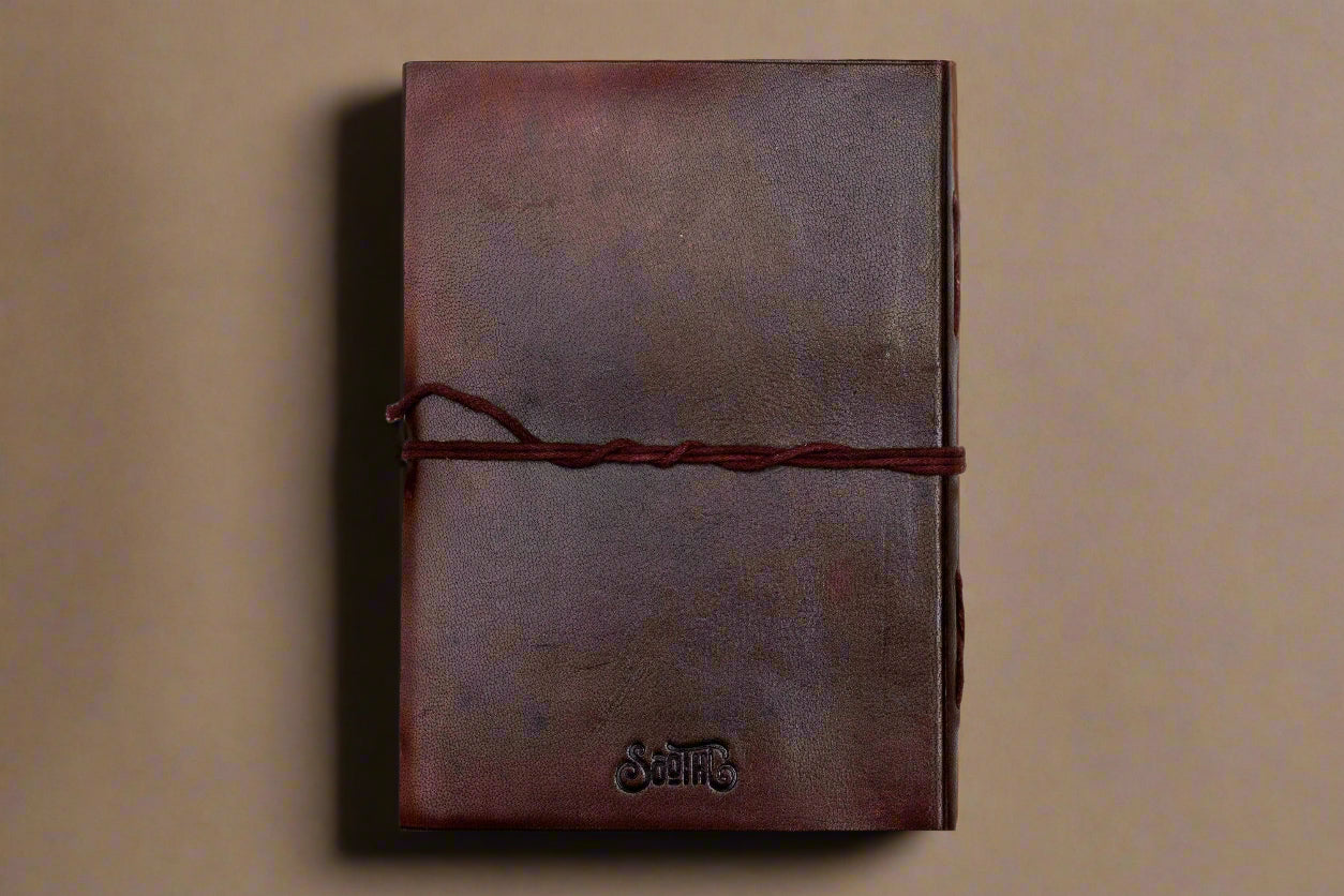 Rustic Dark Brown 5x7 Leather Journal - Unlined & Tree-Free Paper | Journal | Wiccan Center