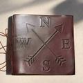 Compass 7x7 Artist Handmade Leather Journal | Journal | Wiccan Center