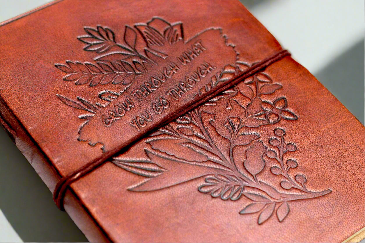 "Grow Through What You Go Through" Leather Journal - Your Healing Partner | Journal | Wiccan Center