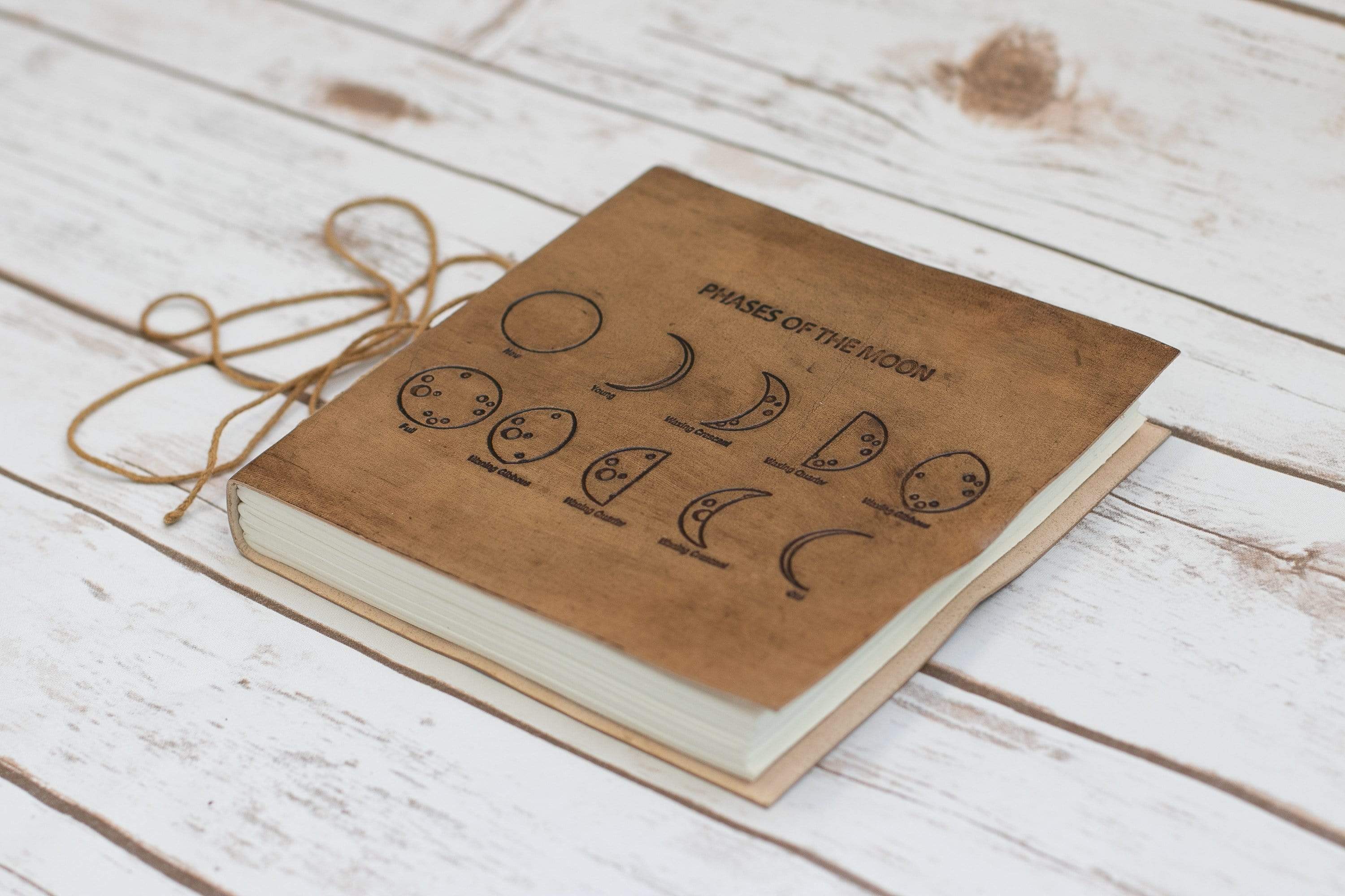 Moon Phases 7x7 Artists Embossed Leather Journal | Journal | Wiccan Center