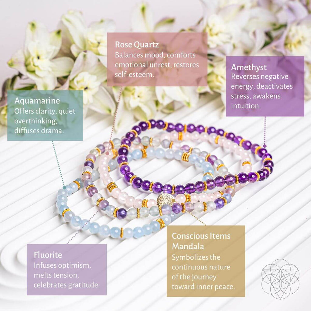 Soothing Anxiety-Free Bracelet Pack of 4 | Jewelry Set | Wiccan Center