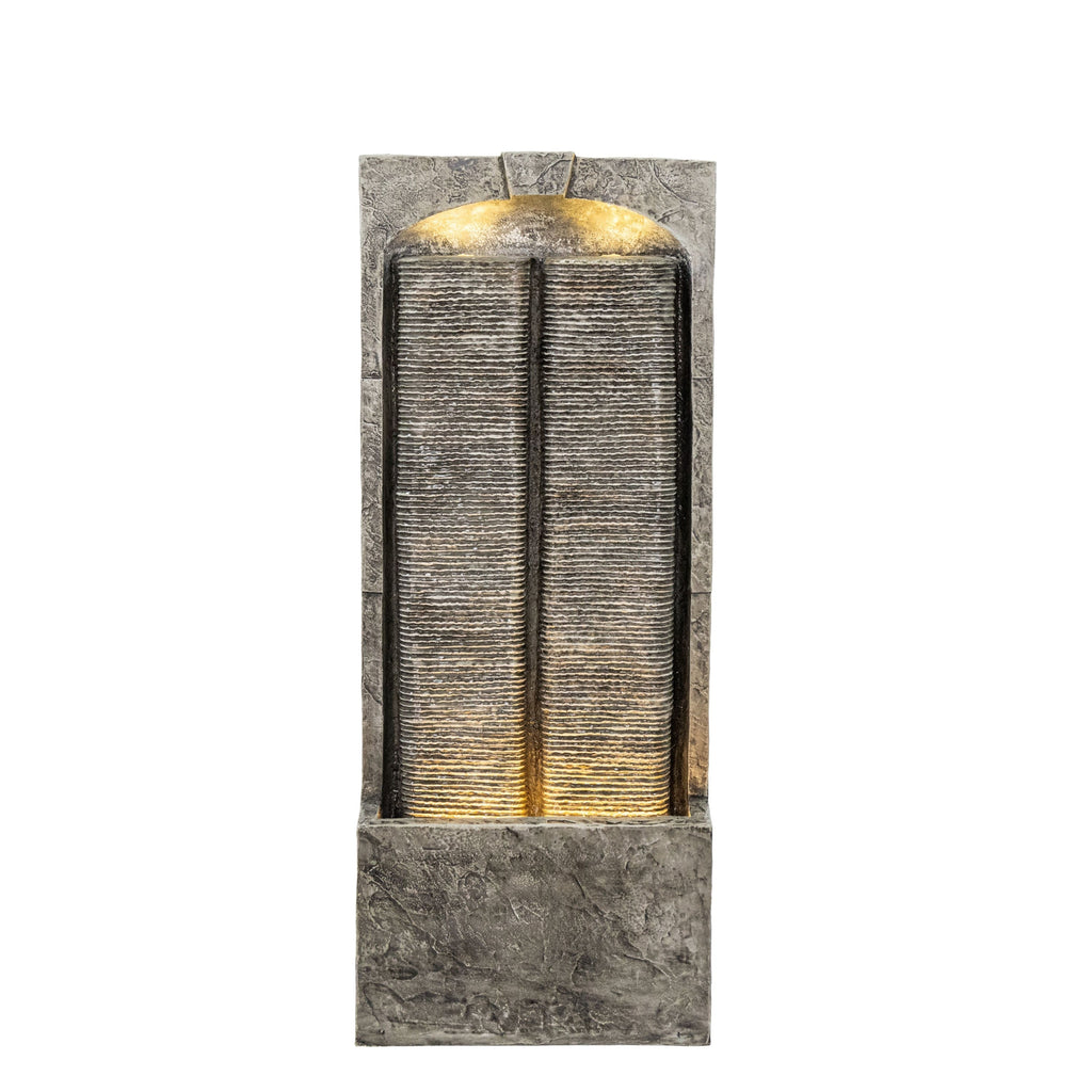 Resin Slate Outdoor Water Wall Fountain with LED Lights | Outdoor Fountain | Wiccan Center