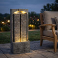 Resin Slate Outdoor Water Wall Fountain with LED Lights | Outdoor Fountain | Wiccan Center