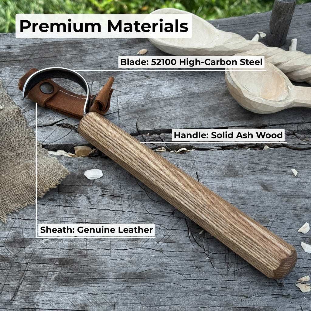 Spoon Carving Hook Knife – Large Radius Curve 5.5 cm (2.17 inches) | Hook Knife | Wiccan Center