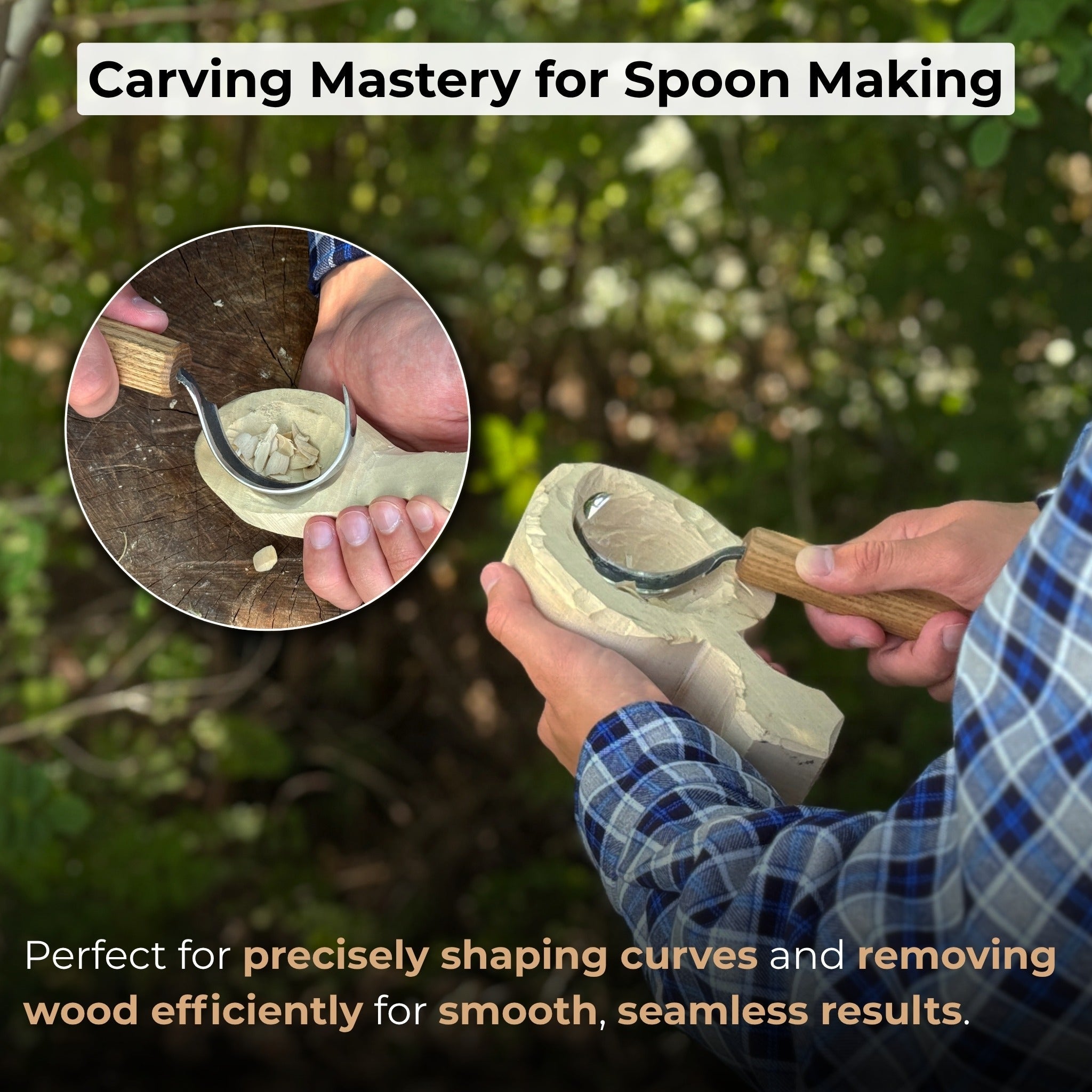Spoon Carving Hook Knife – Large Radius Curve 5.5 cm (2.17 inches) | Hook Knife | Wiccan Center