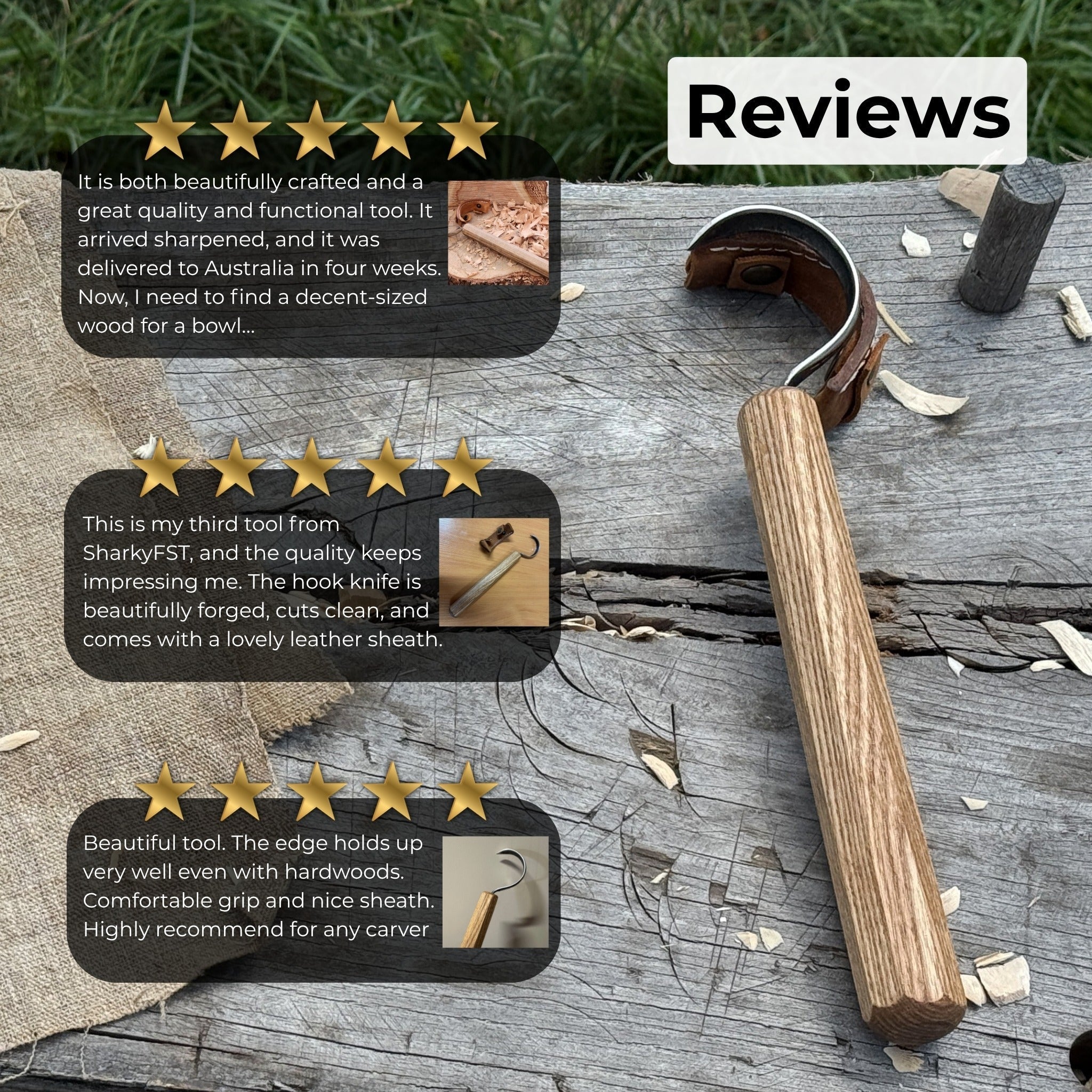 Spoon Carving Hook Knife – Large Radius Curve 5.5 cm (2.17 inches) | Hook Knife | Wiccan Center