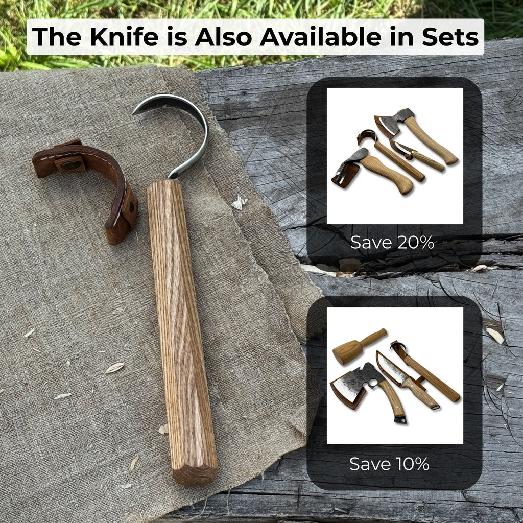 Spoon Carving Hook Knife – Large Radius Curve 5.5 cm (2.17 inches) | Hook Knife | Wiccan Center