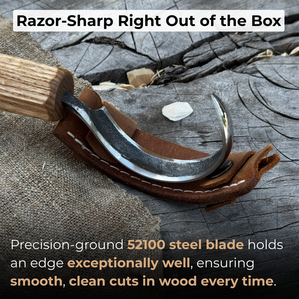 Spoon Carving Hook Knife – Large Radius Curve 5.5 cm (2.17 inches) | Hook Knife | Wiccan Center