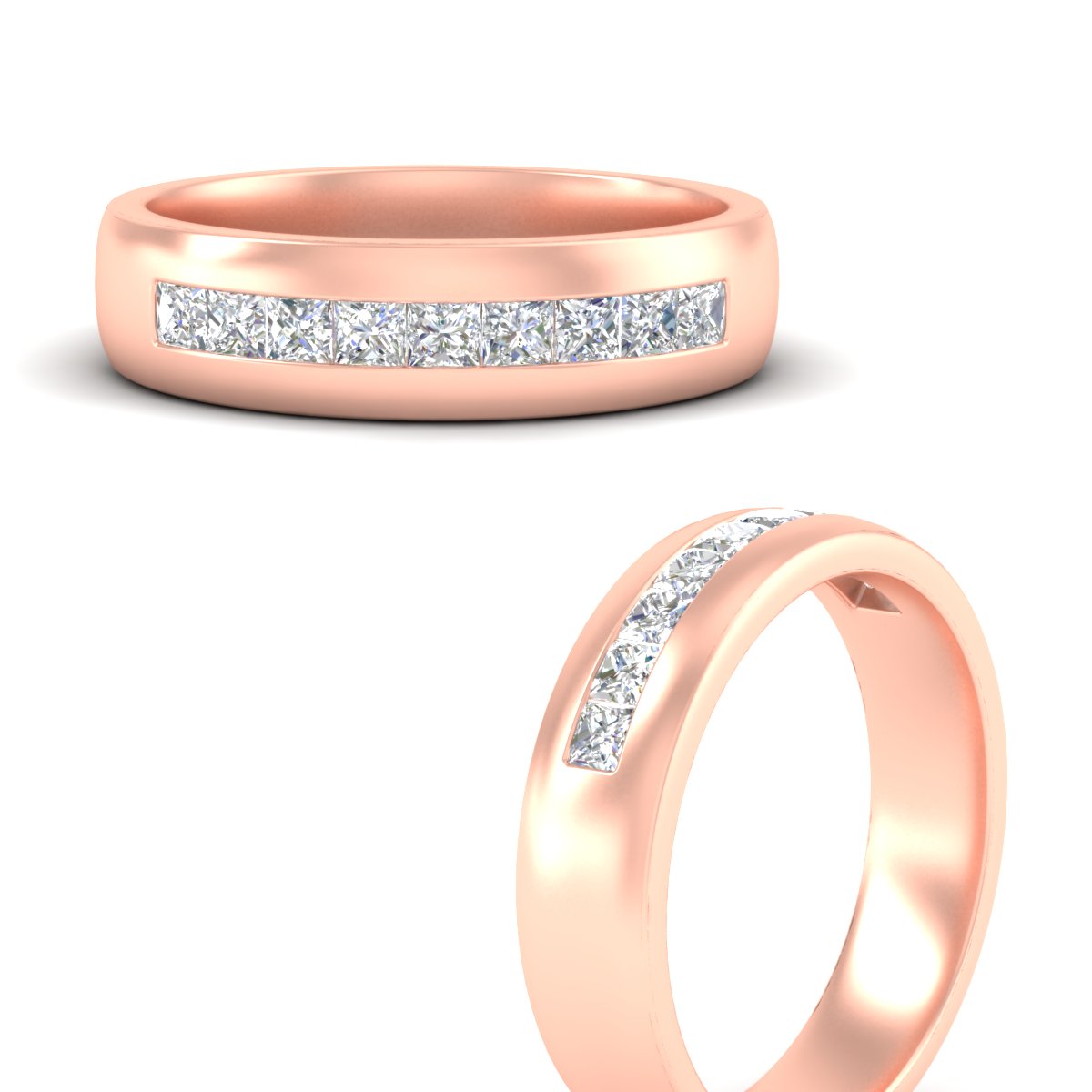 Mens Channel Set Square Wedding Ring