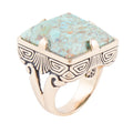 Square Statement Blue Turquoise Golden Ring | Rings | Wiccan Center