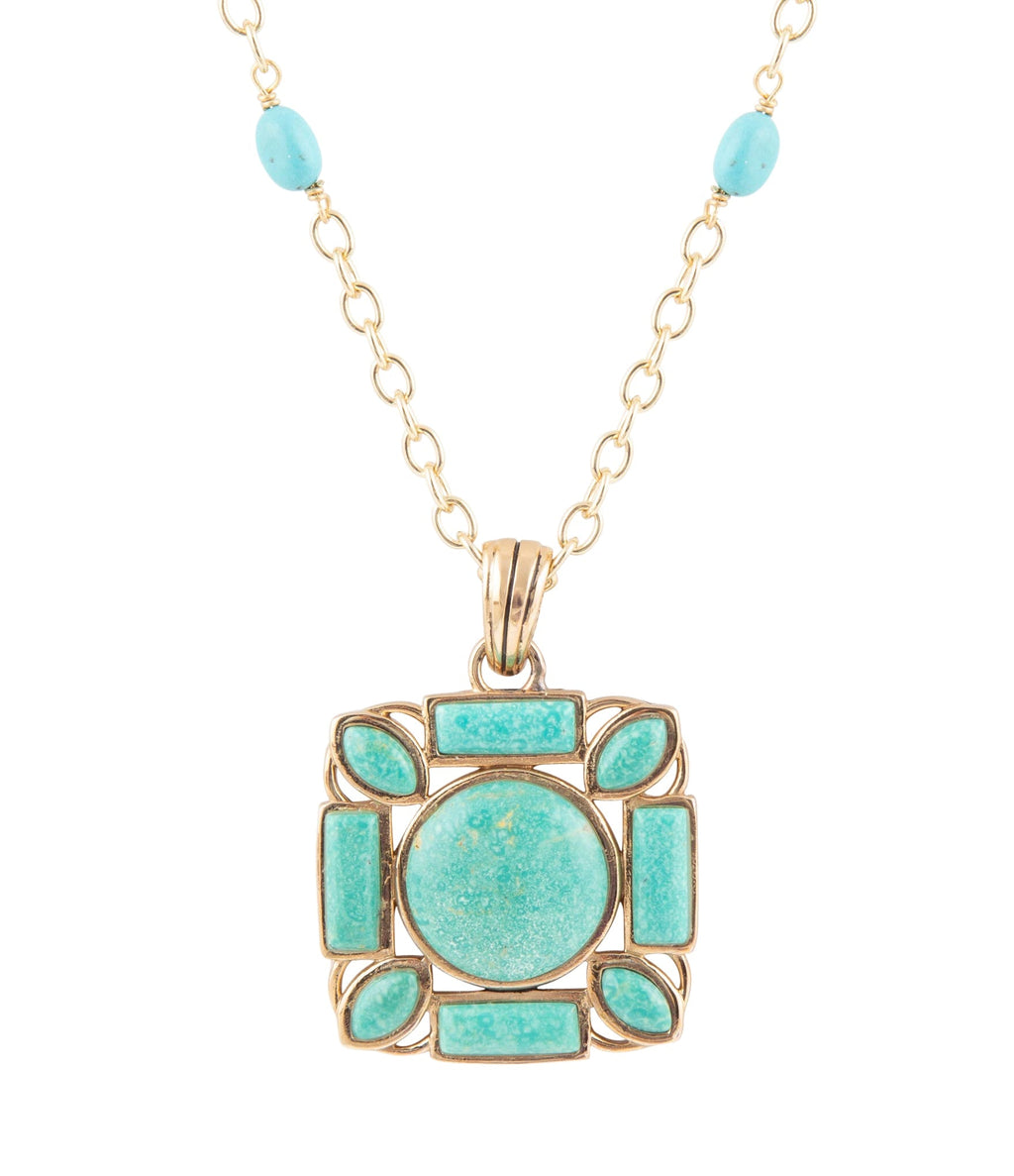 Squared Up Green Turquoise Pendant Necklace | Necklaces | Wiccan Center