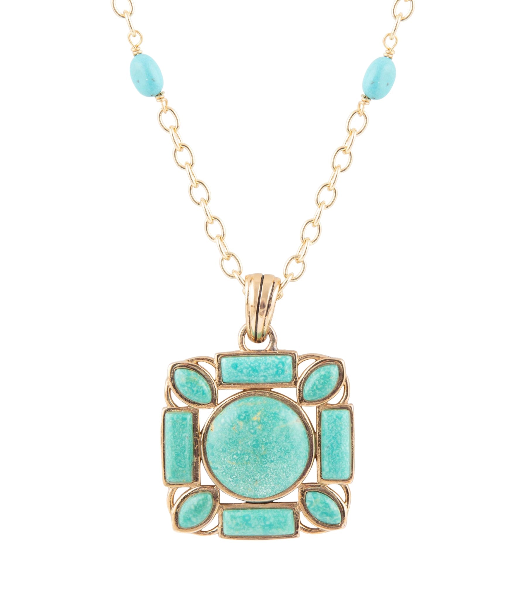 Squared Up Green Turquoise Pendant Necklace | Necklaces | Wiccan Center
