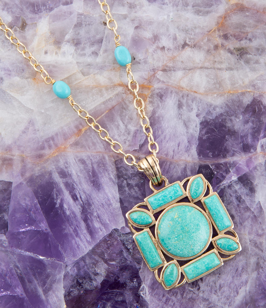 Squared Up Green Turquoise Pendant Necklace | Necklaces | Wiccan Center