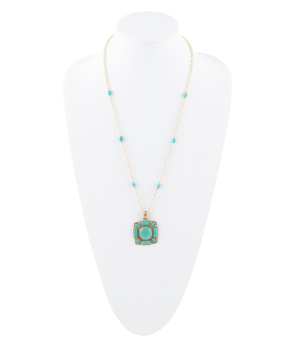 Squared Up Green Turquoise Pendant Necklace | Necklaces | Wiccan Center