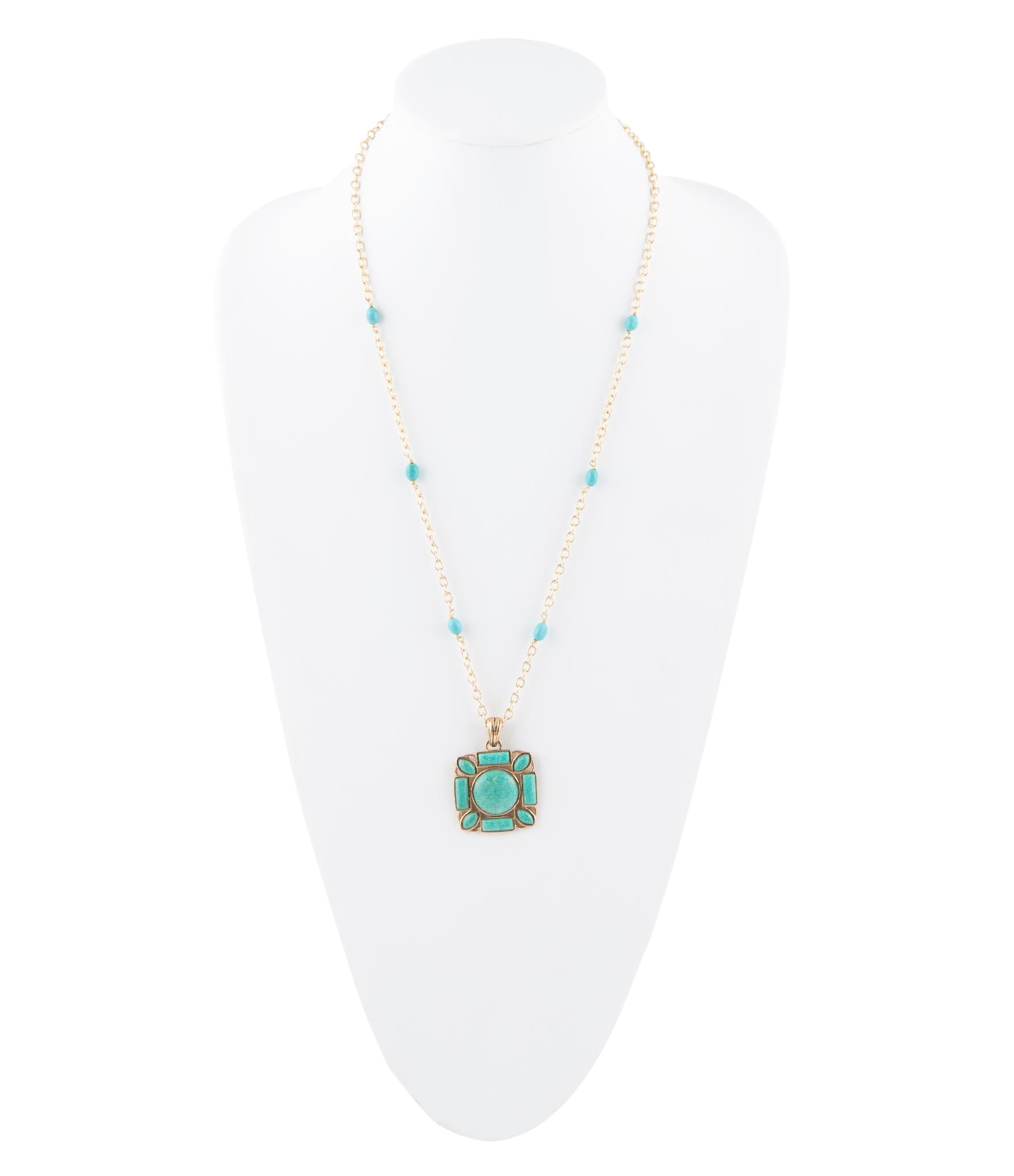 Squared Up Green Turquoise Pendant Necklace | Necklaces | Wiccan Center