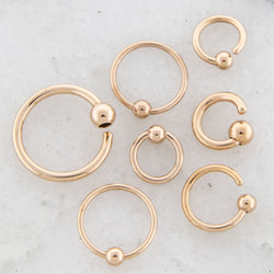 14G - 20G Rose Gold Plated Steel Fixed Bead Captive Rings | Body Jewelry | Wiccan Center