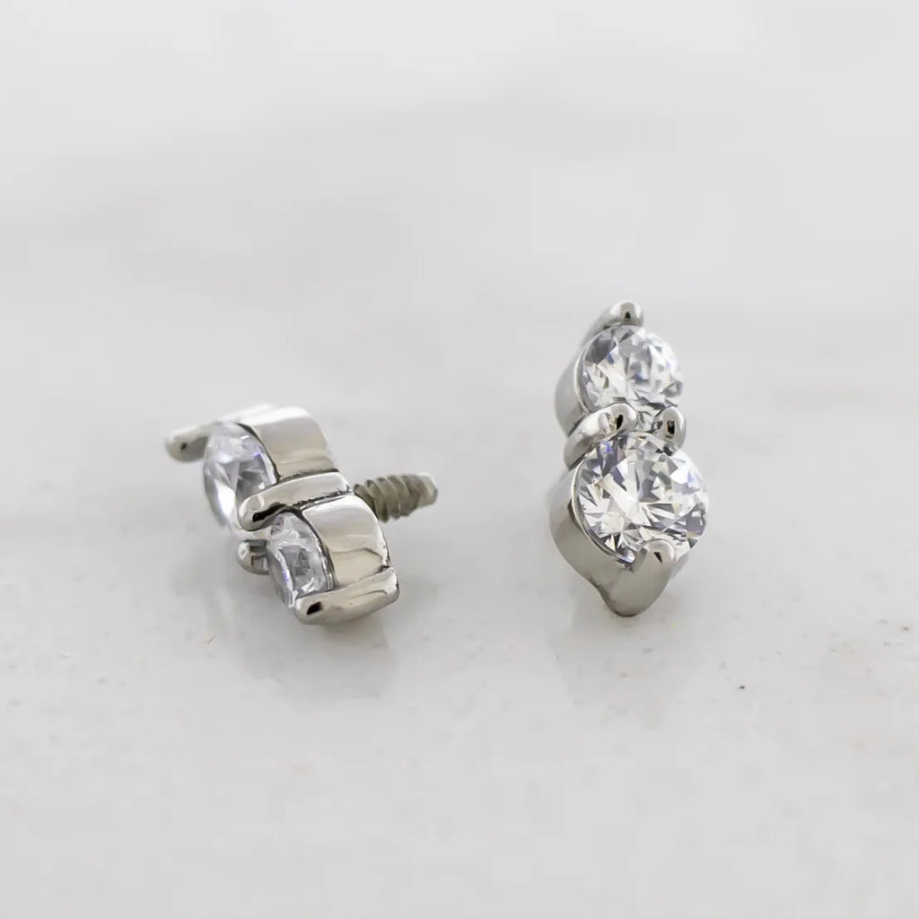 16G/18G Steel Internally Threaded End- Double Gem | Body Jewelry | Wiccan Center
