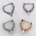 16G V Shaped Septum W/ Floral Accents | Body Jewelry | Wiccan Center