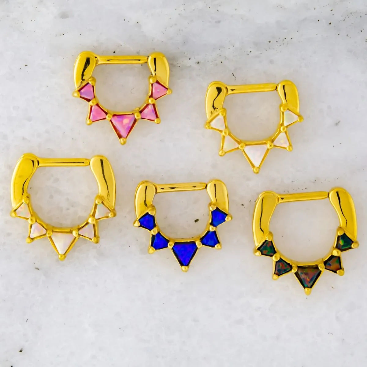 16G Opal Triangle Clickers | Body Jewelry | Wiccan Center