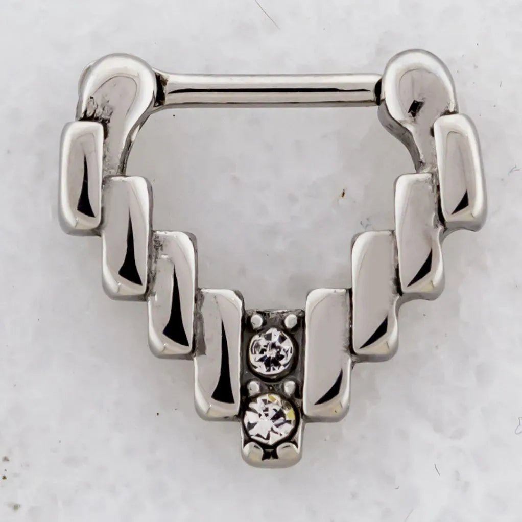 16G Steel Septum Clicker with Crystal Accents | Body Jewelry | Wiccan Center