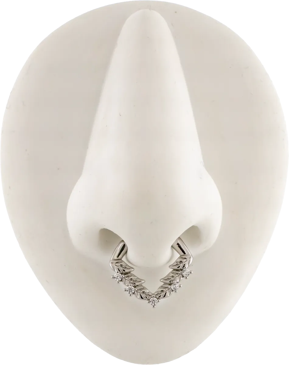 16G V Shaped Leaves Septum Clicker | Body Jewelry | Wiccan Center