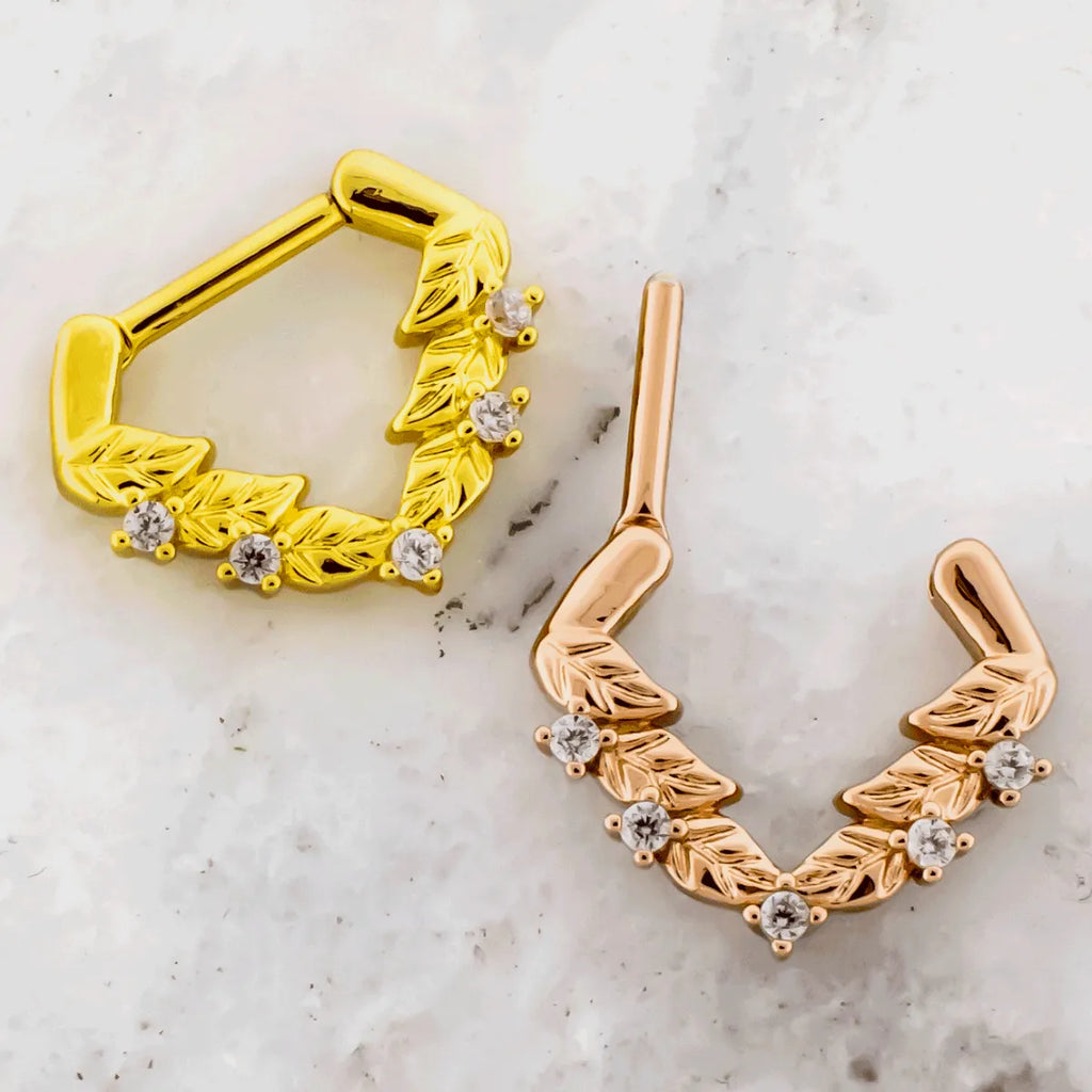16G V Shaped Leaves Septum Clicker | Body Jewelry | Wiccan Center