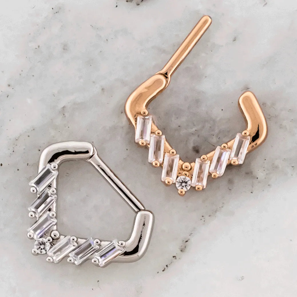 16G V Shaped Baguette Septum Clicker | Body Jewelry | Wiccan Center
