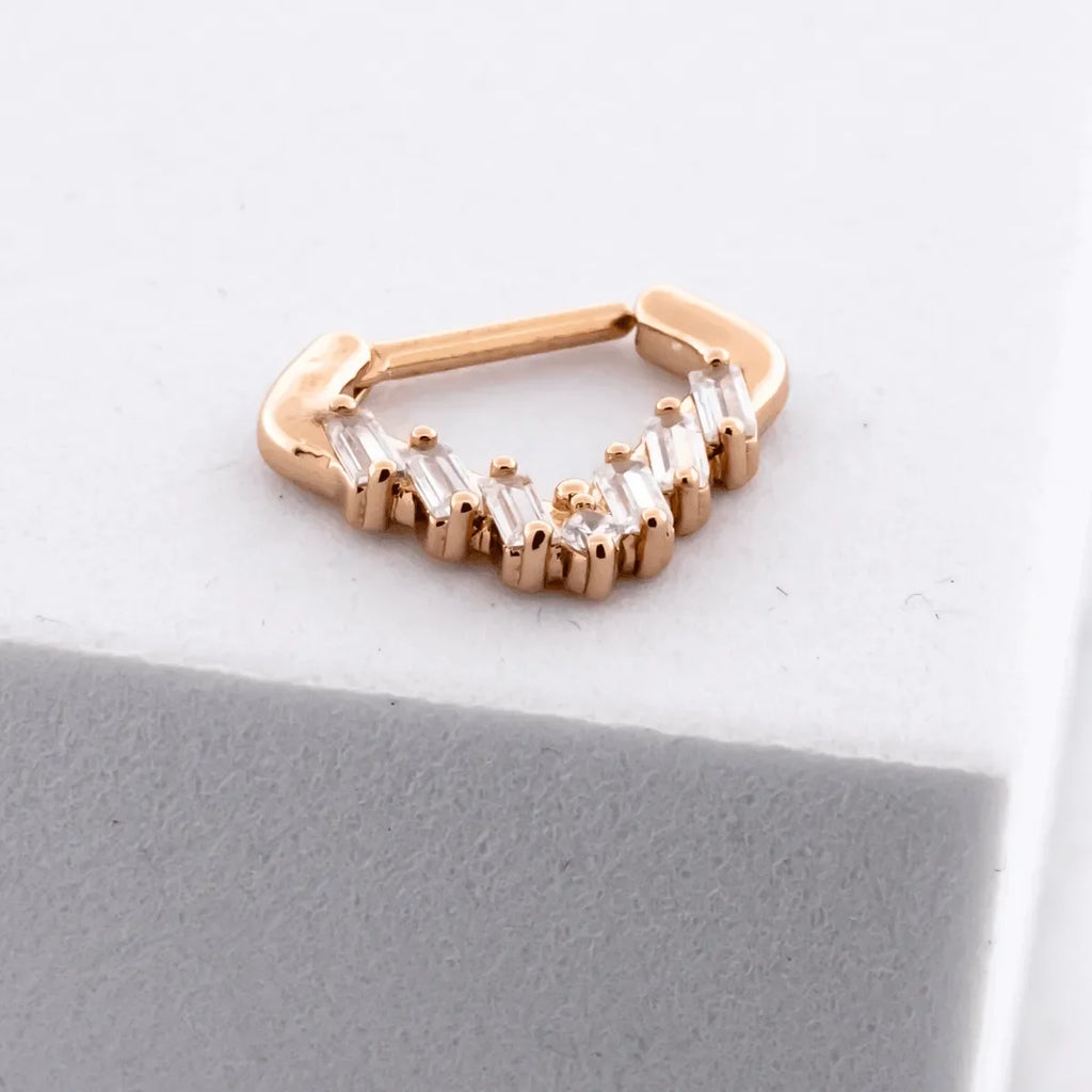 16G V Shaped Baguette Septum Clicker | Body Jewelry | Wiccan Center