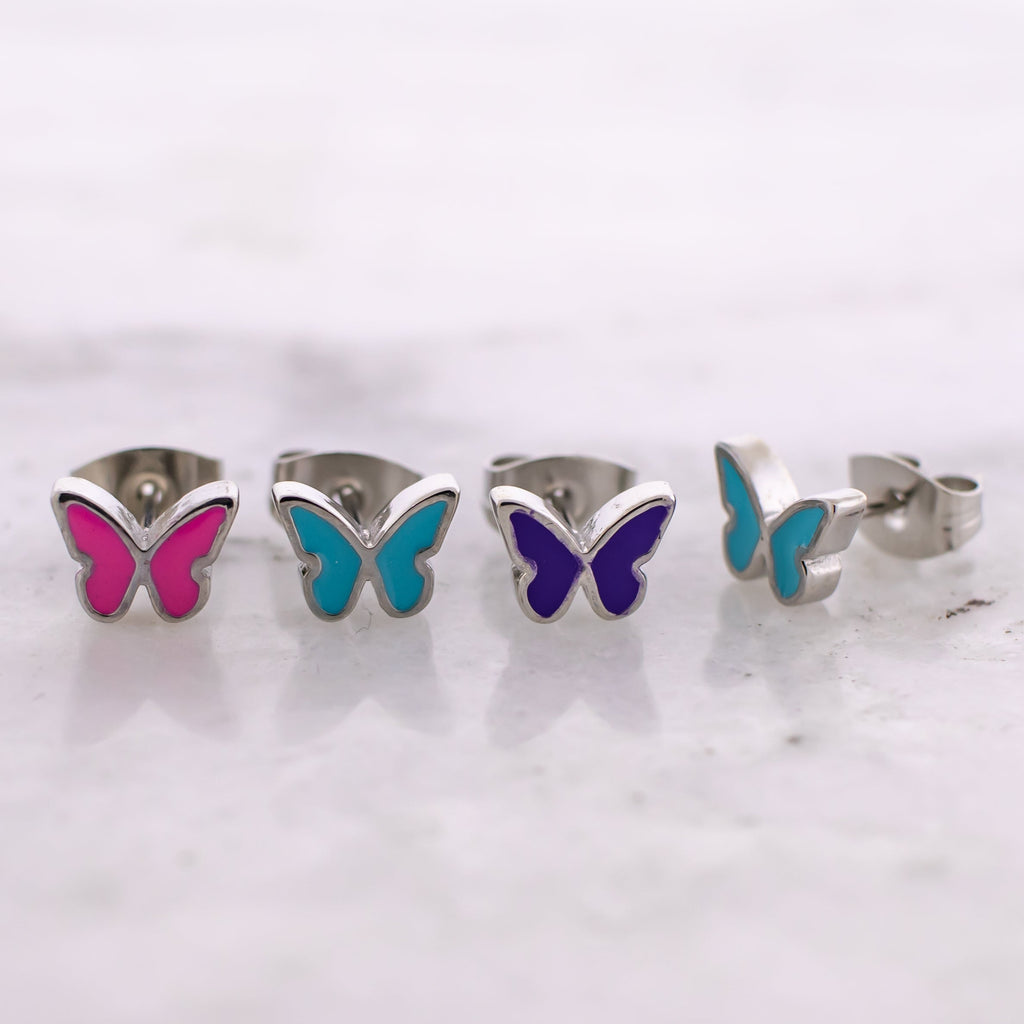 Steel Enamel Butterfly Earring Studs | Body Jewelry | Wiccan Center