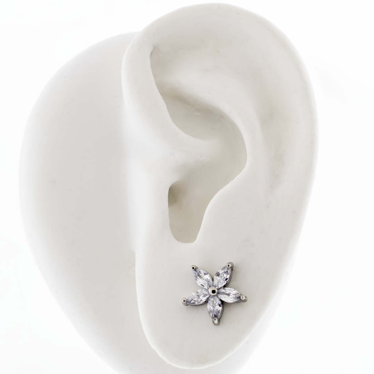 Steel Gemmed Flower Earring Studs | Body Jewelry | Wiccan Center