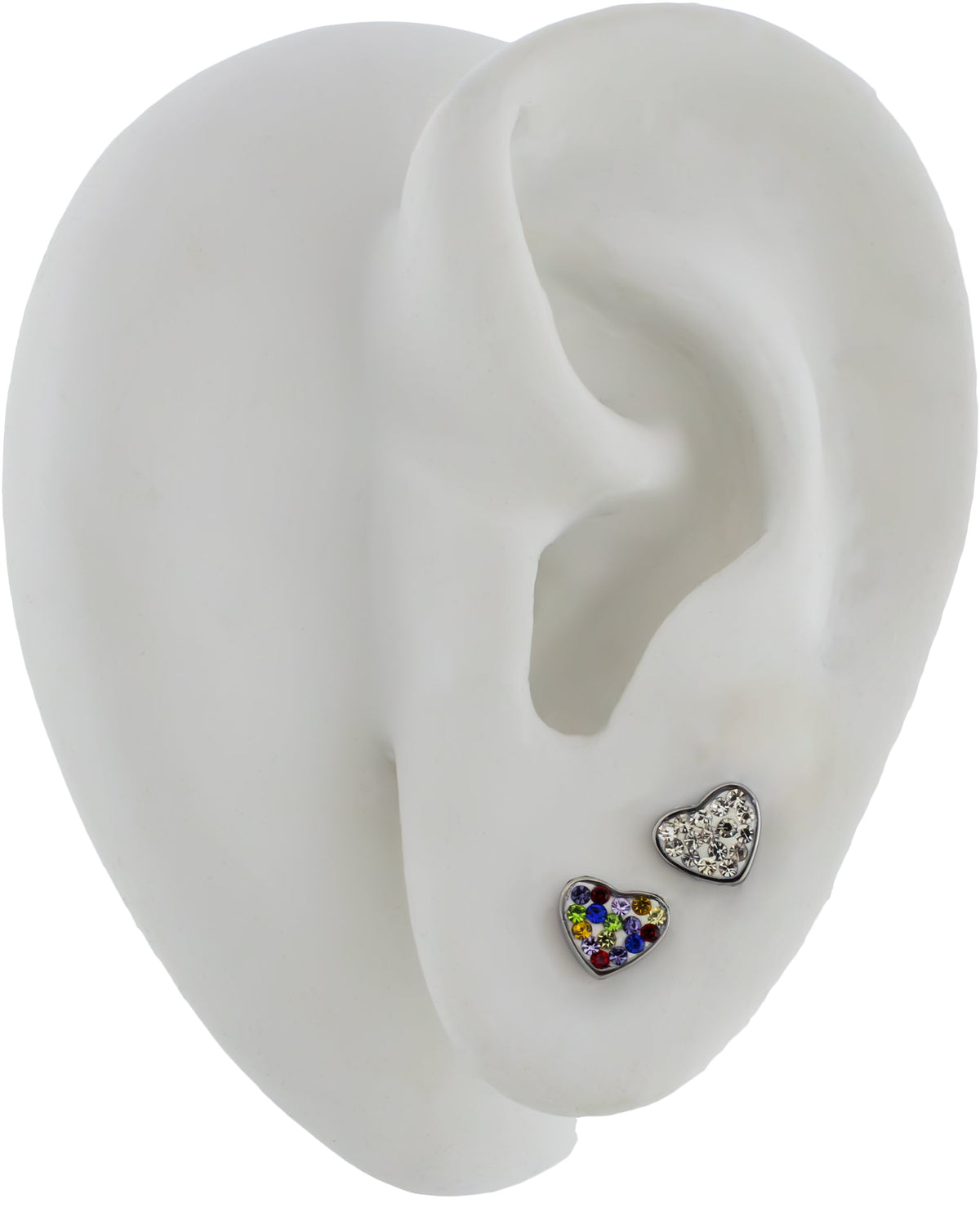 Steel Gemmed Heart Earring Studs | Body Jewelry | Wiccan Center