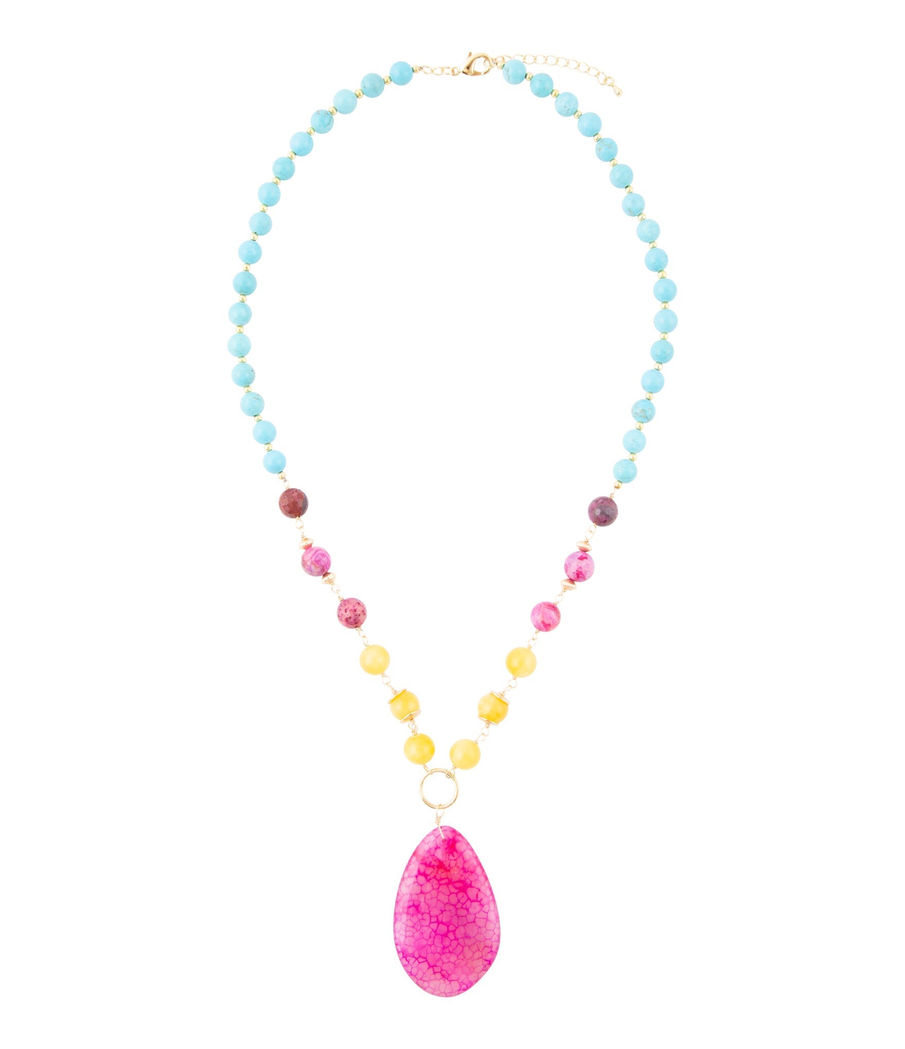 St. Augustine Pink Agate Golden Pendant Necklace | Necklaces | Wiccan Center