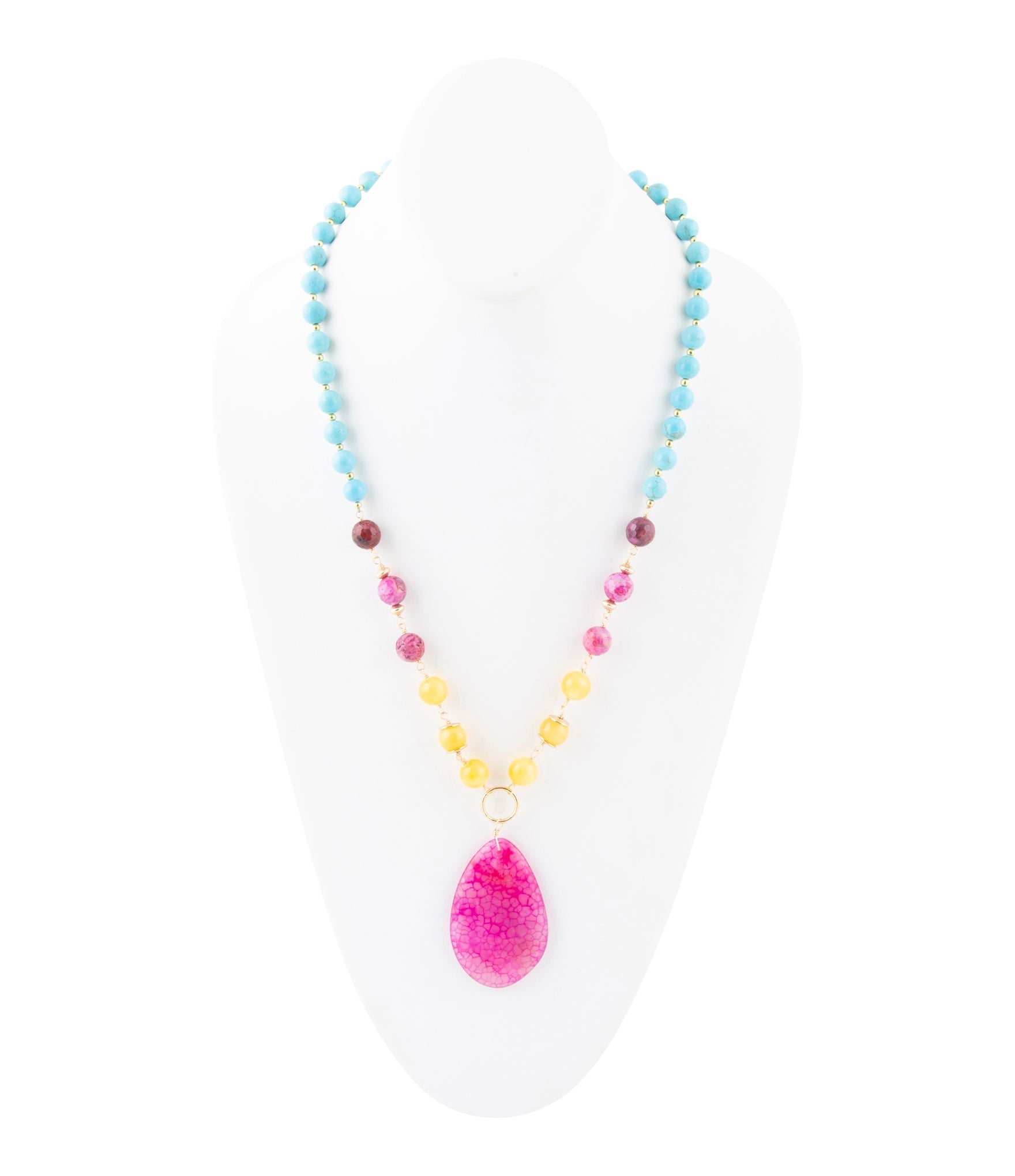 St. Augustine Pink Agate Golden Pendant Necklace | Necklaces | Wiccan Center