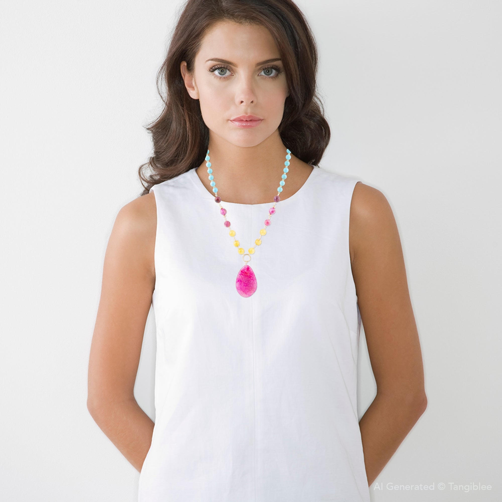 St. Augustine Pink Agate Golden Pendant Necklace | Necklaces | Wiccan Center