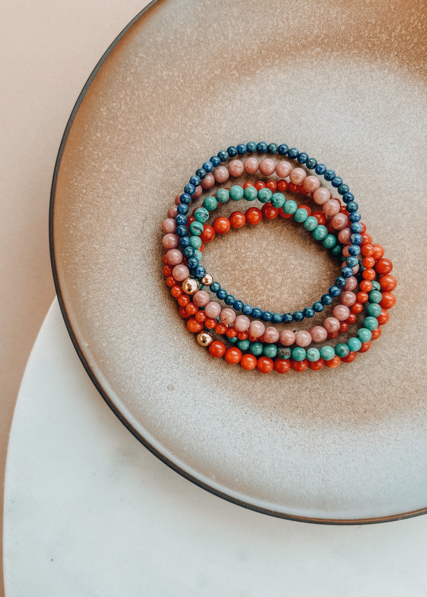 Vintage Collection of Red Coral + 14k Gold Filled || Beaded Bracelet | | Wiccan Center