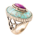 Stacked Stone Blue and Purple Turquoise Golden Ring | Rings | Wiccan Center