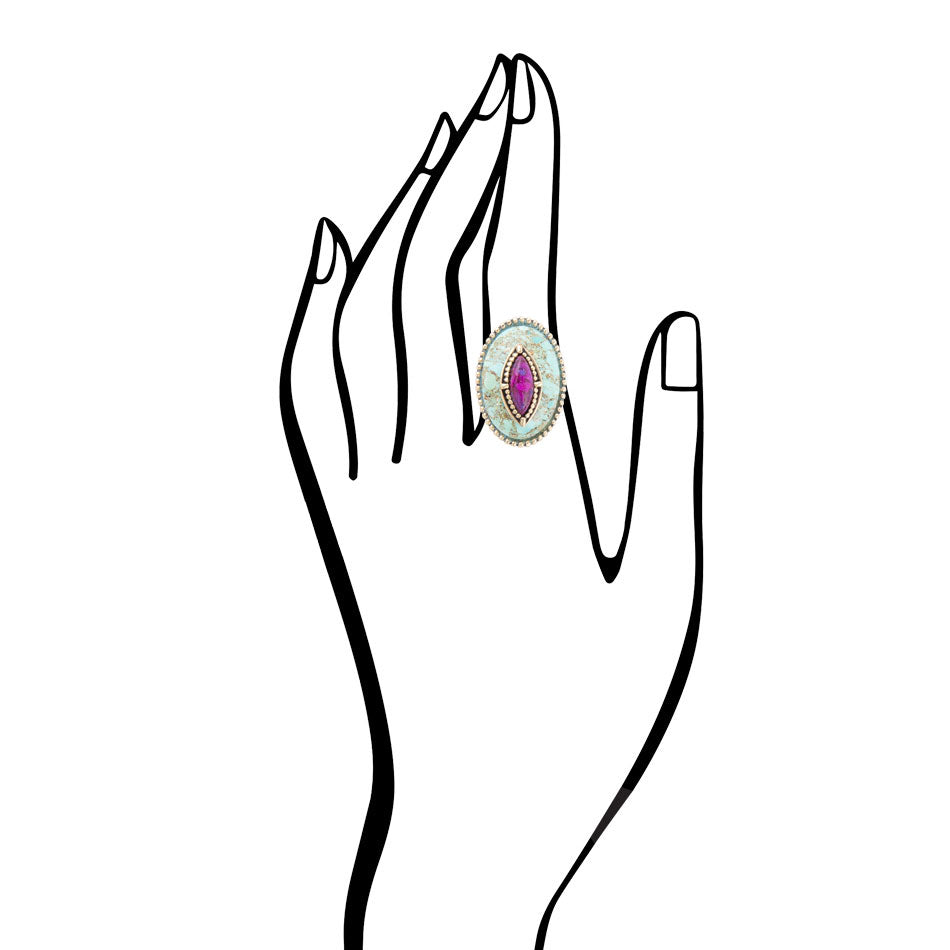 Stacked Stone Blue and Purple Turquoise Golden Ring | Rings | Wiccan Center