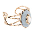 Blue Denim Dreams White Mother of Pearl Golden Cuff Bracelet | Bracelets | Wiccan Center