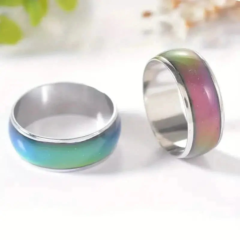 Stainless Steel Mood Ring Inlaid Thermal Discoloration Stone | Rings | Wiccan Center