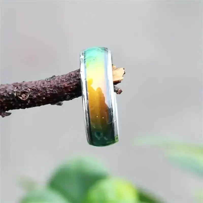 Stainless Steel Mood Ring Inlaid Thermal Discoloration Stone | Rings | Wiccan Center