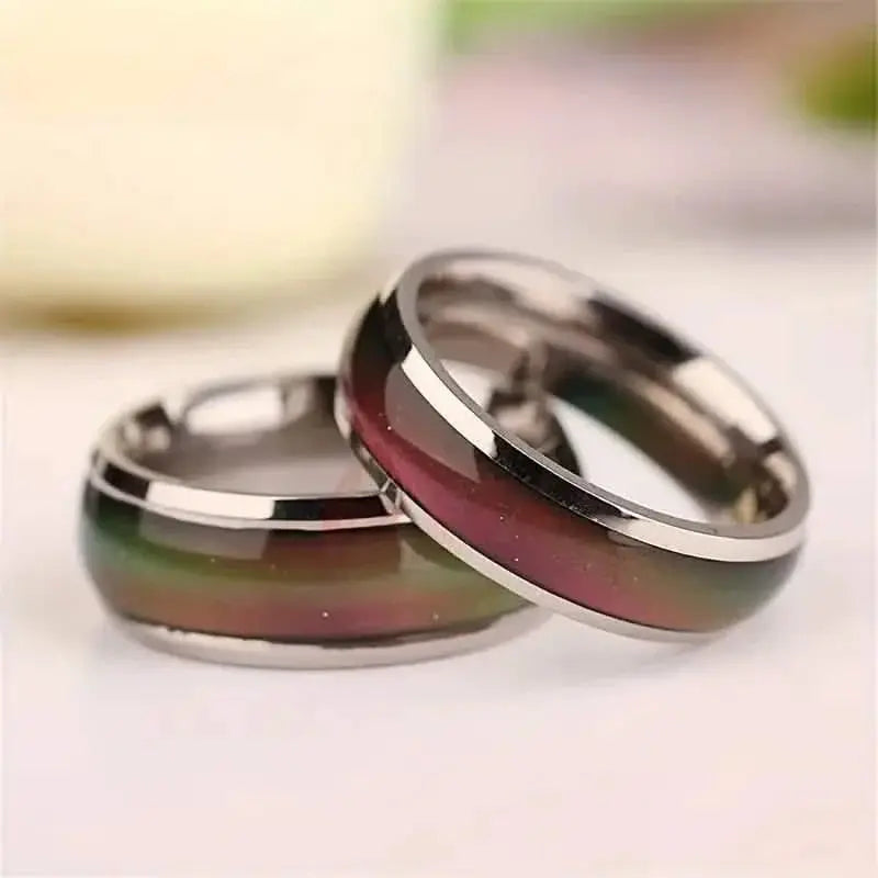 Stainless Steel Mood Ring Inlaid Thermal Discoloration Stone | Rings | Wiccan Center