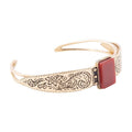 Stamped Orange Carnelian Golden Cuff Bracelet | Bracelets | Wiccan Center