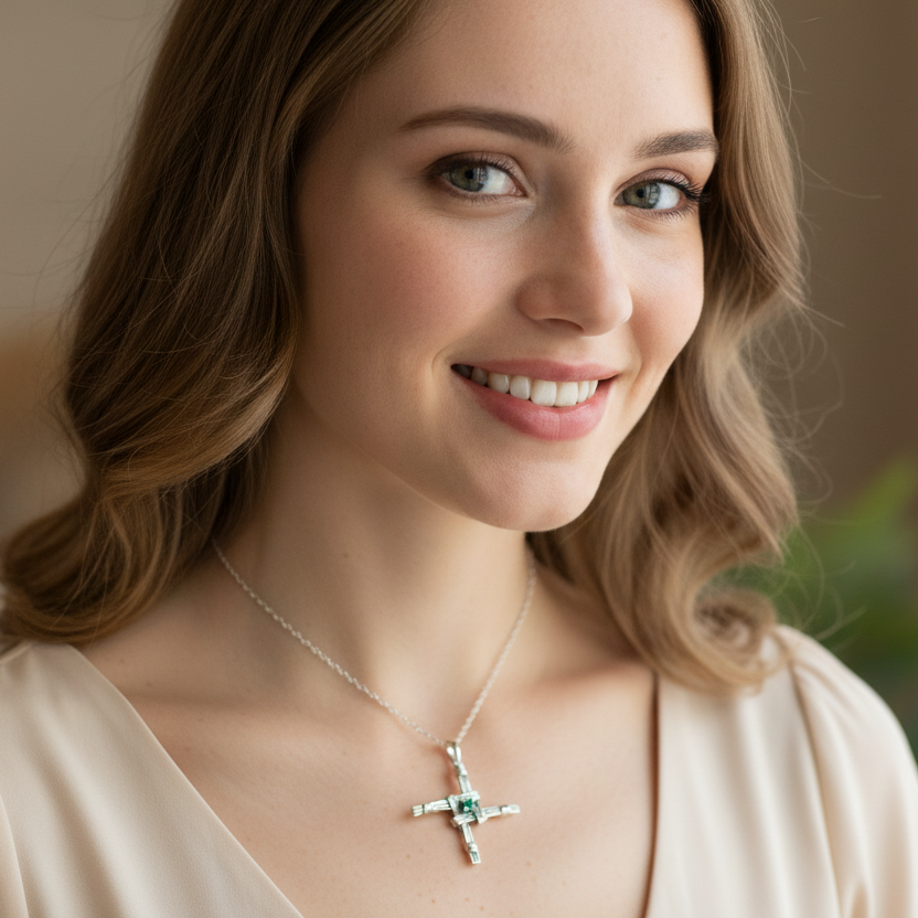 Springtime Irish Saint Brigid's Cross Necklace in Sterling Silver | Pendant | Wiccan Center
