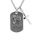 Steel Skull King And Cross Pendant Necklace For Men