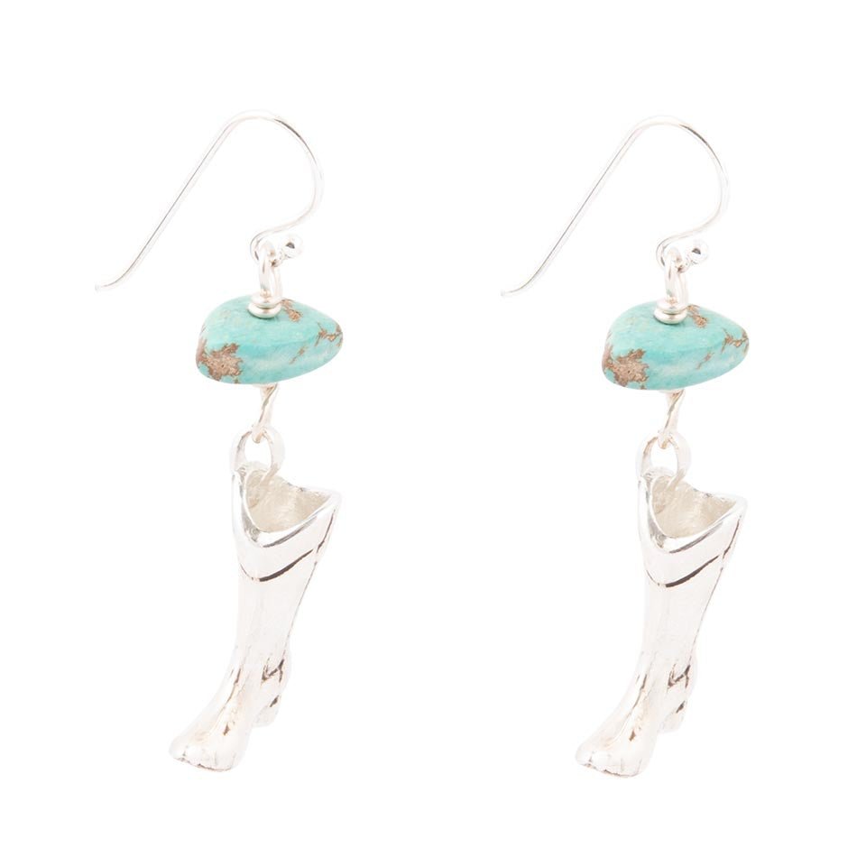 Sterling Silver Boot Charm and Blue Turquoise Earrings | Earrings | Wiccan Center