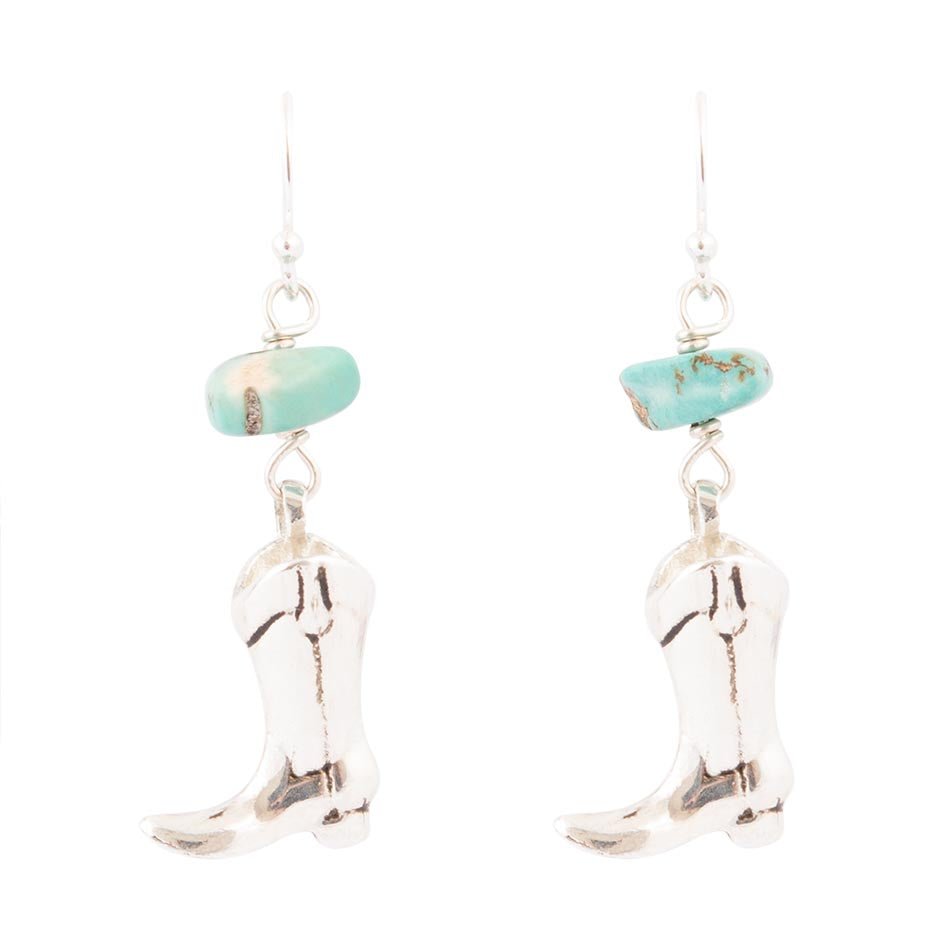 Sterling Silver Boot Charm and Blue Turquoise Earrings | Earrings | Wiccan Center